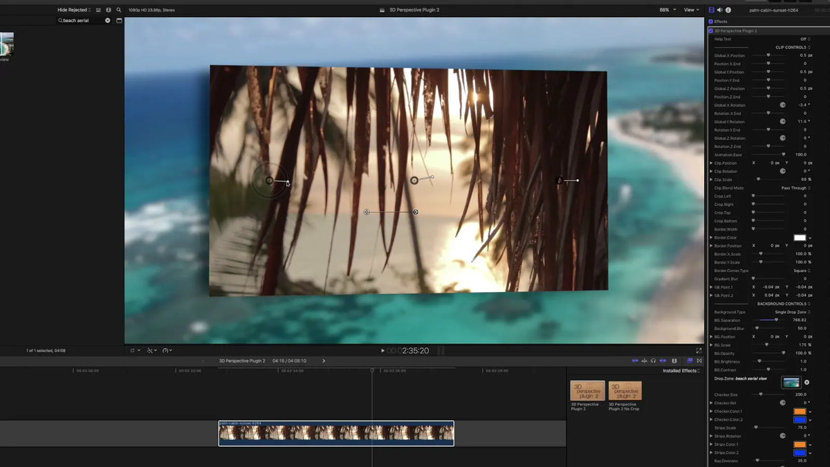 Tilting a clip in 3D space