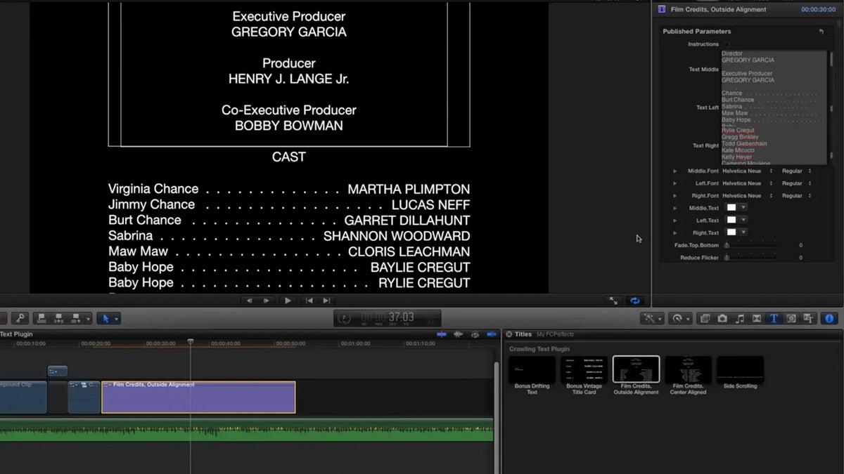 Editing the credits in Final Cut Pro