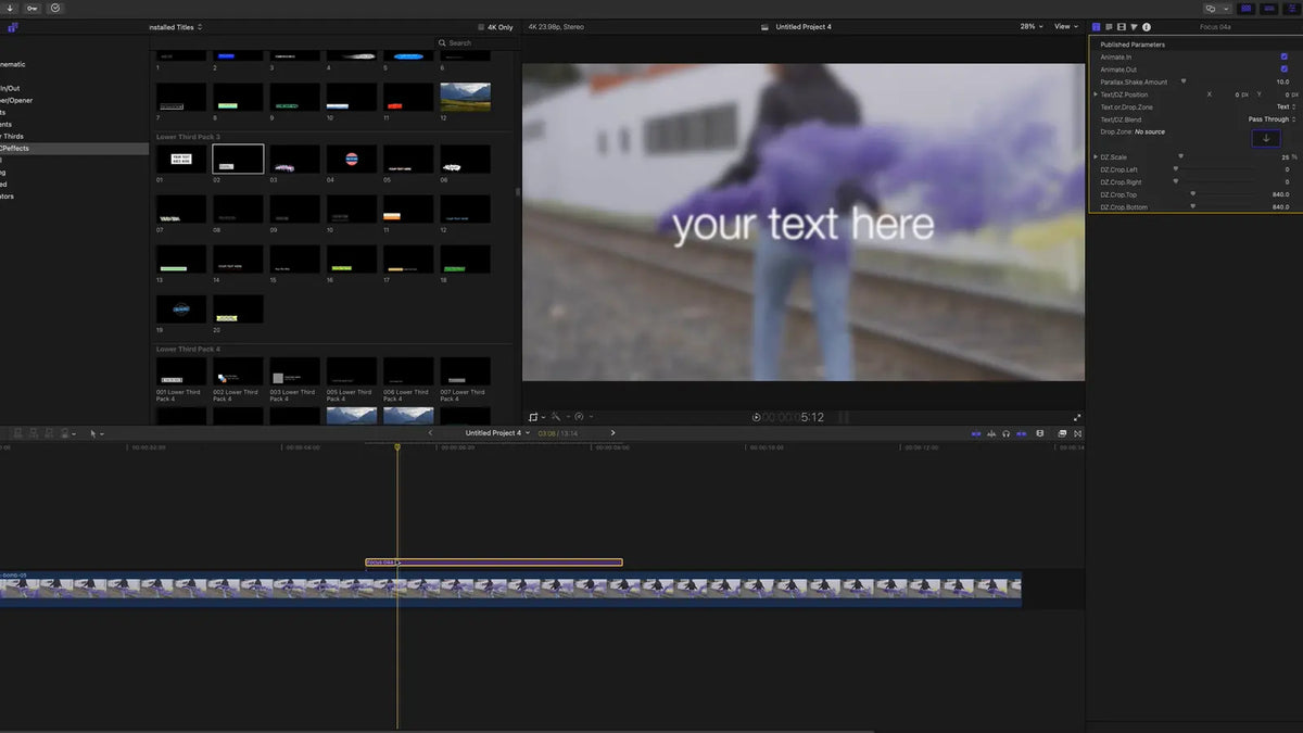 Drop-zone title in Final Cut Pro