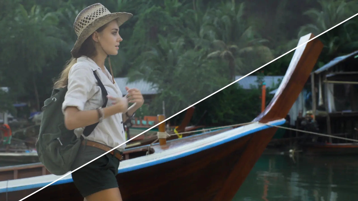 Before and after: traveler on the dock