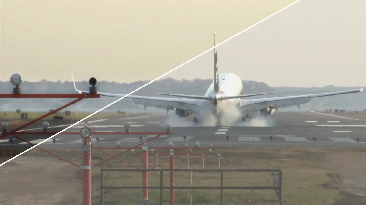 Before and after: plane on the runway