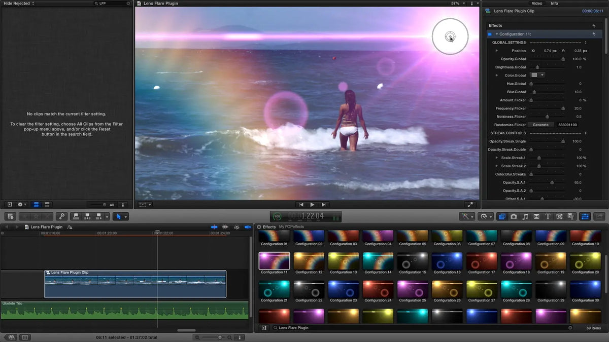 Customizing the flare in Final Cut Pro