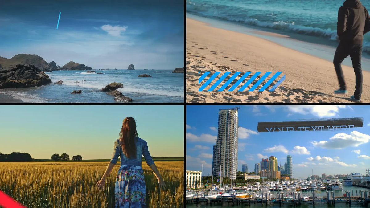 Lower thirds over beach and city clips