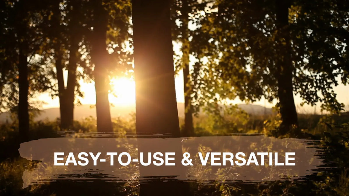 Brushed text bar over a sunset