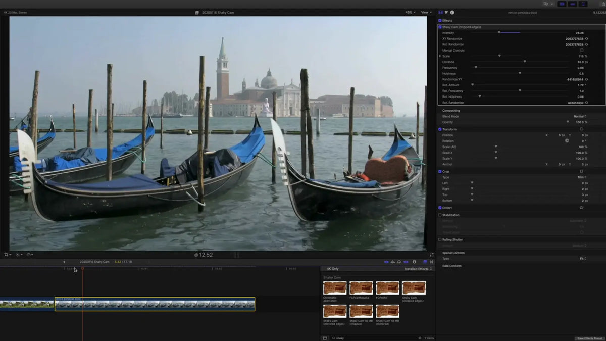 Shaky Cam on a harbor clip in Final Cut Pro