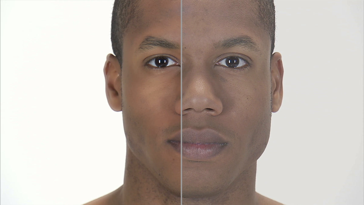 Before and after on a different skin tone