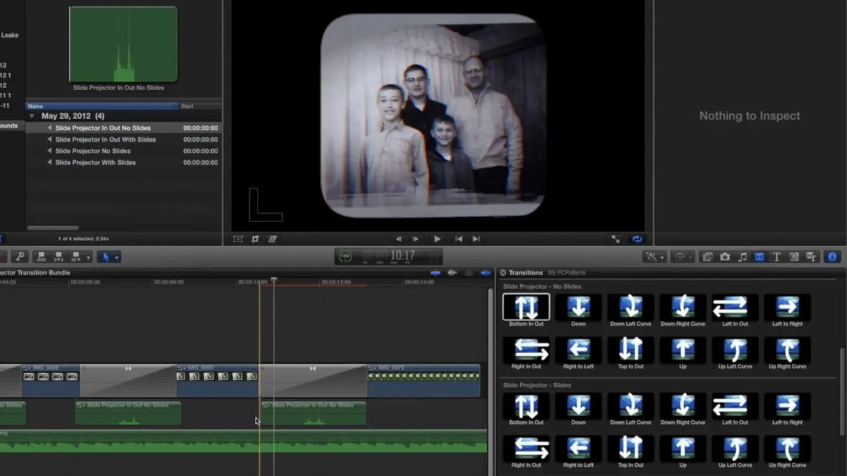 Choosing a transition in Final Cut Pro