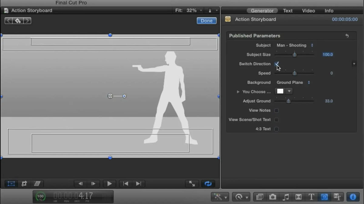 Posing a character in Final Cut Pro