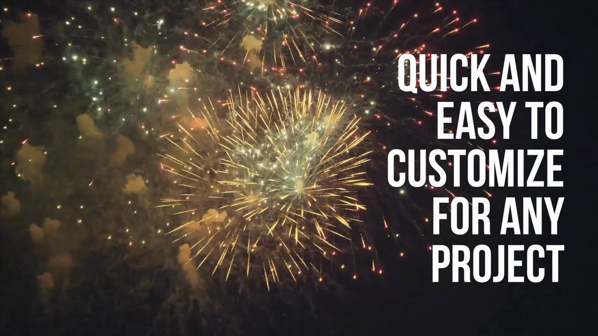 Title over fireworks