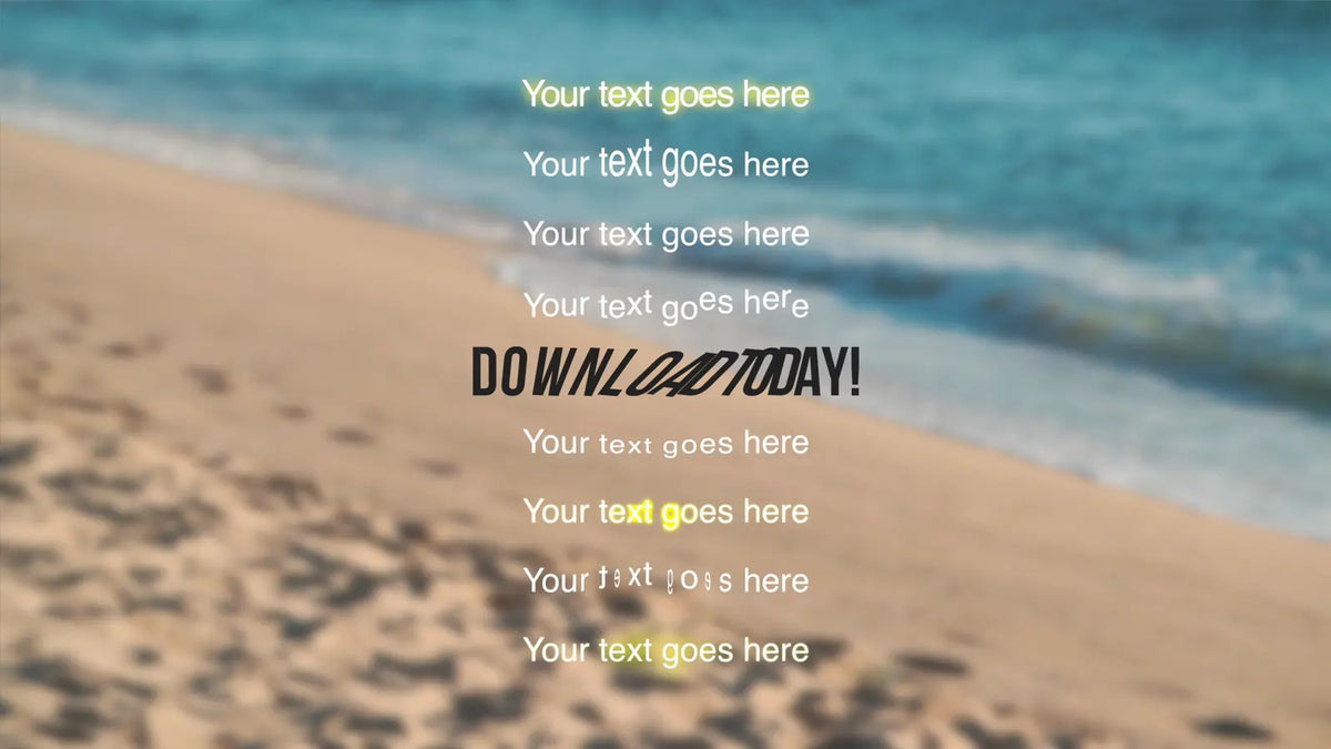 Animated text on a beach