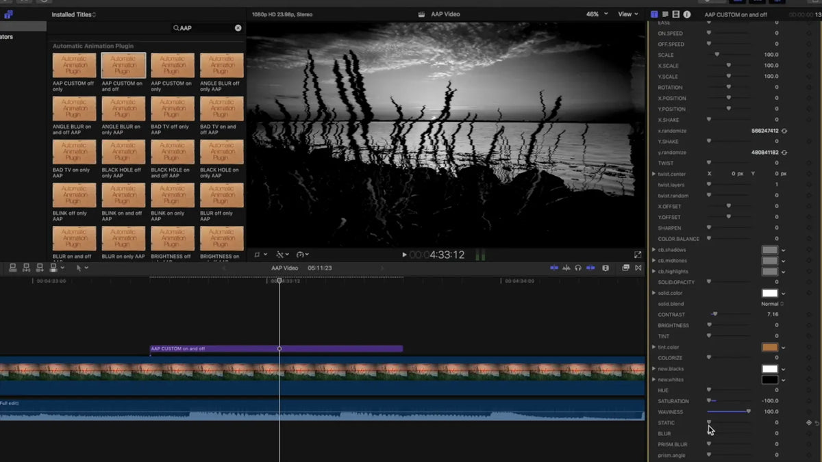 Black and white animation on the same clip