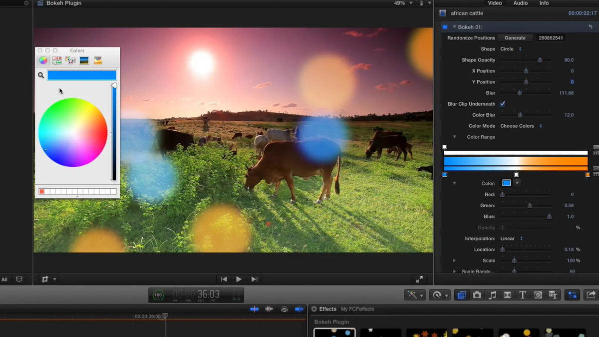 Pick bokeh colors in Final Cut Pro