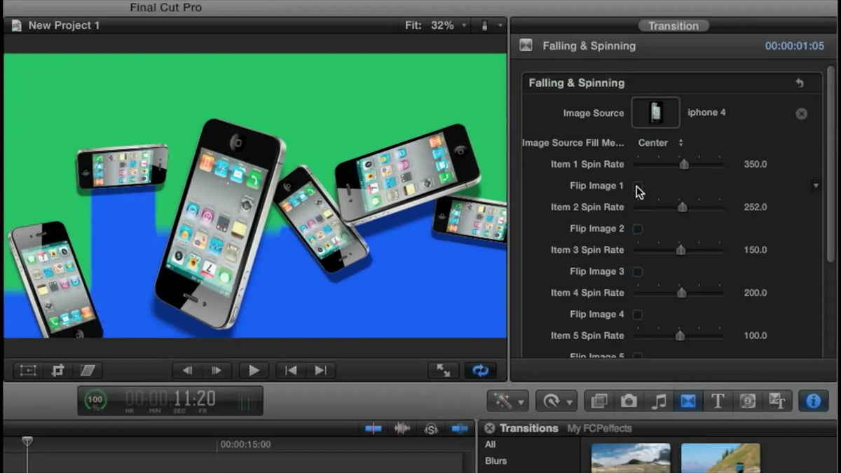 Phones spinning onto a background