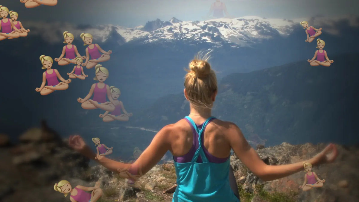 Floating objects over a mountain view