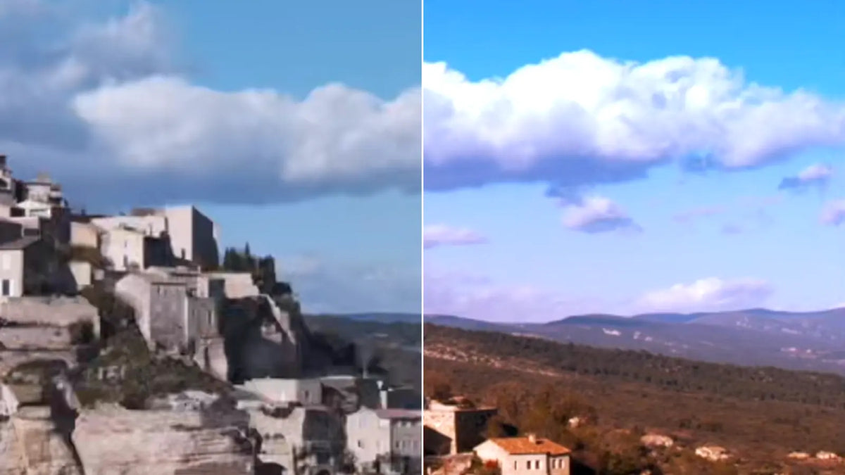 Before and after: hillside town