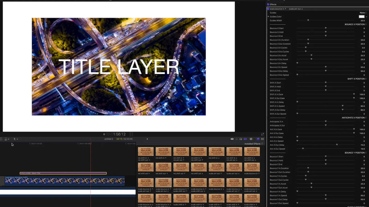 Applied to a title layer in Final Cut Pro