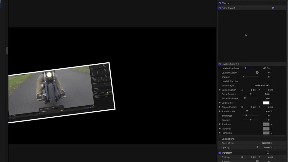 Rotating a clip to level it