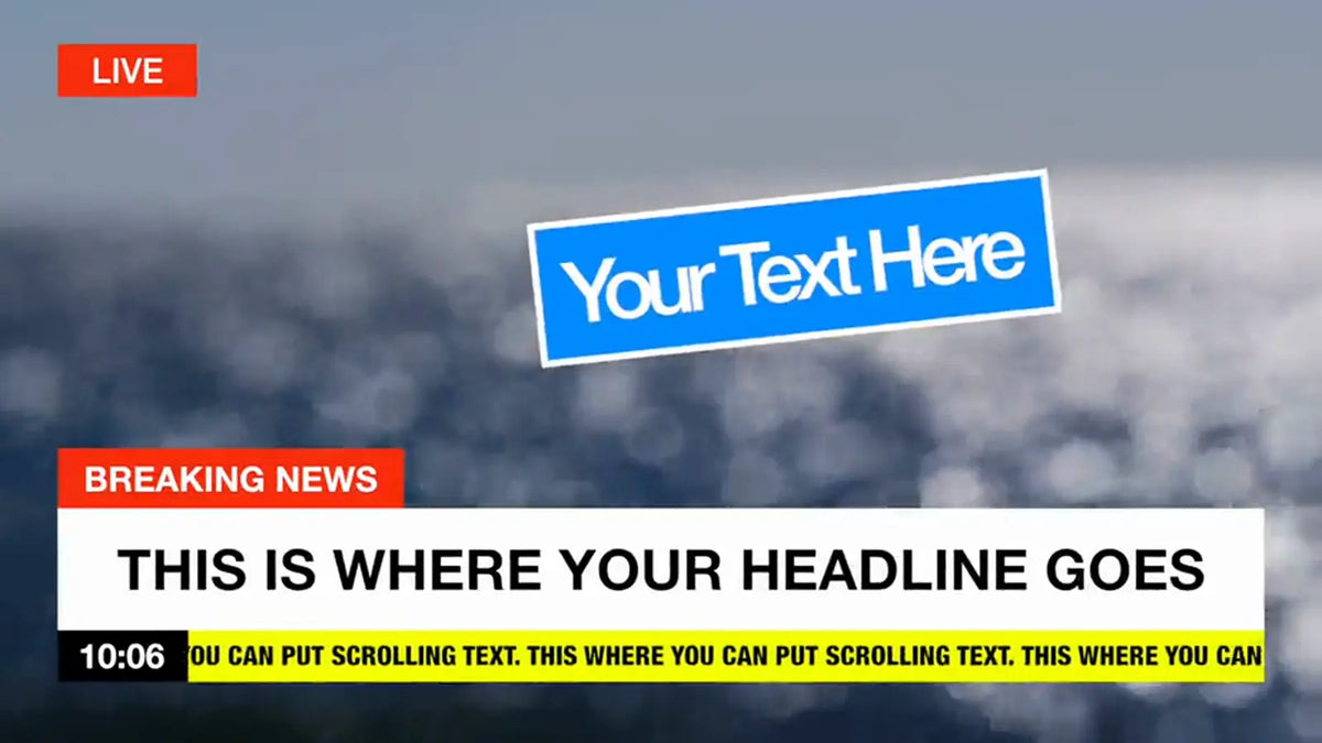 Angled label with a news ticker