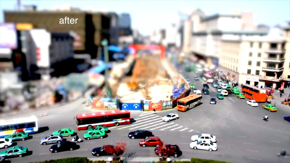 After: the same scene as a miniature