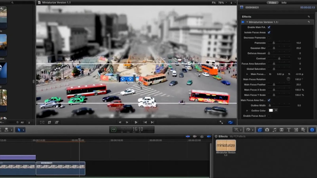 Adjusting the focus area in Final Cut Pro