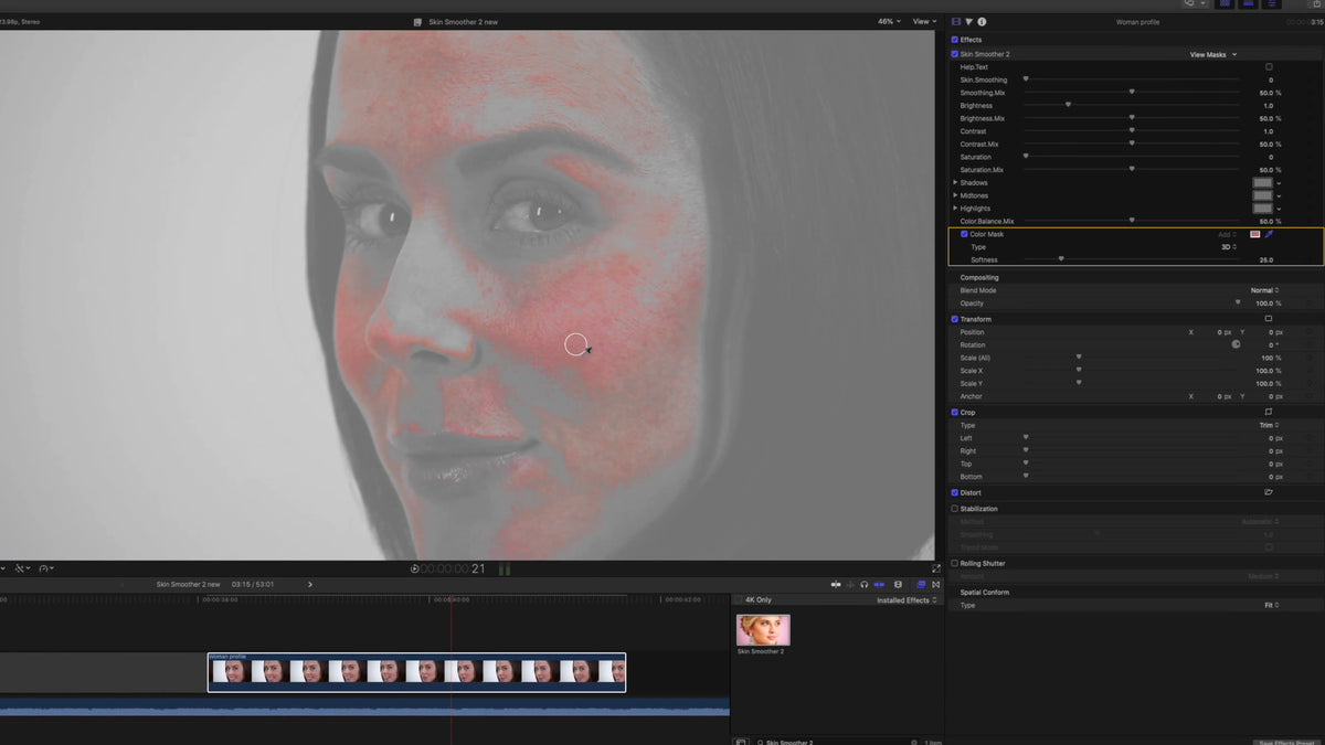 View Masks shows the selected skin in red