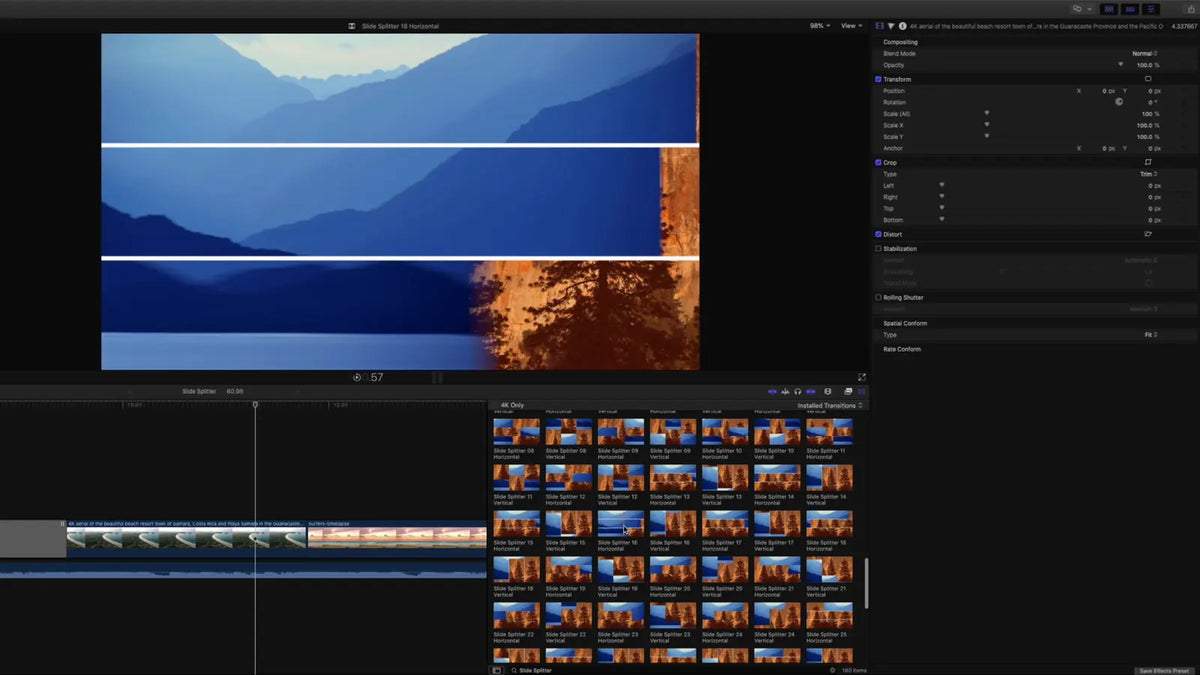 Adding a slide transition in Final Cut Pro