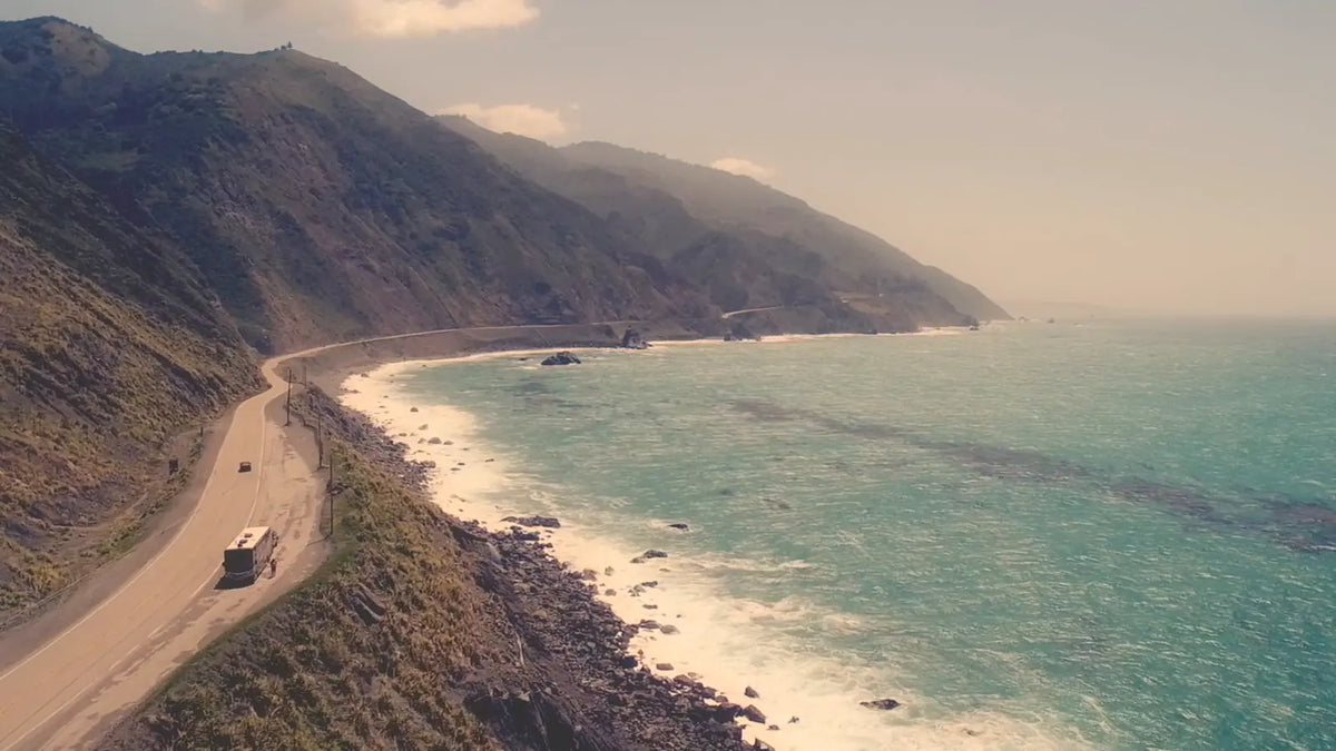 Widescreen crop on a coastal road