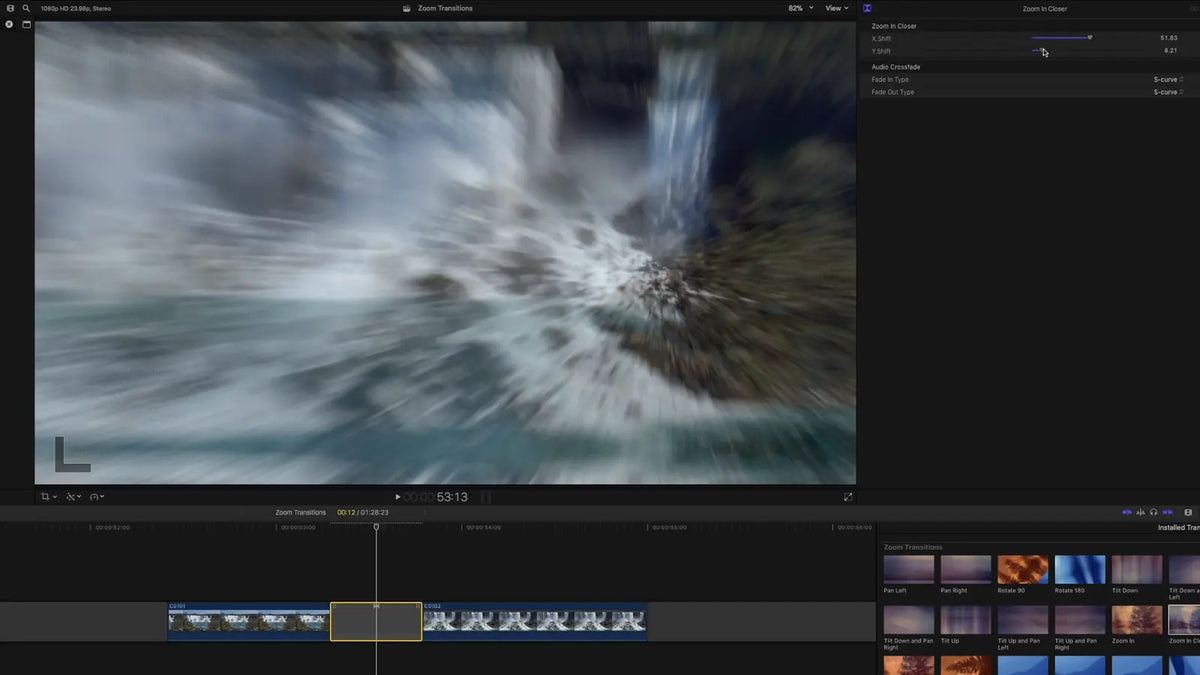 Zoom blur mid-transition