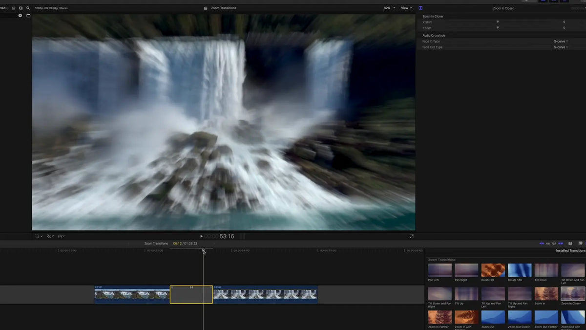 Adding a zoom transition in Final Cut Pro